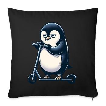 Grumpy Mops auf Kickroller lustig Hund - Sofakissenbezug 45 x 45 cm - Schwarz - Vorne