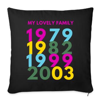 ma charmante famille .. en années. Votre famille - Housse de coussin décorative 45 x 45 cm - noir - Devant