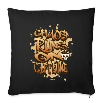 Chaos Runs on Caffeine - Caffeine Junkies Skull - Sofa pillowcase 17,3'' x 17,3'' (45 x 45 cm) - black - Front