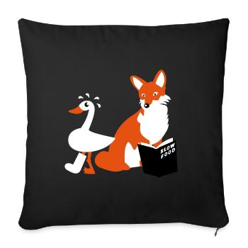 Slow Food Fuchs und Gans - Sofakissenbezug 45 x 45 cm - Schwarz - Vorne