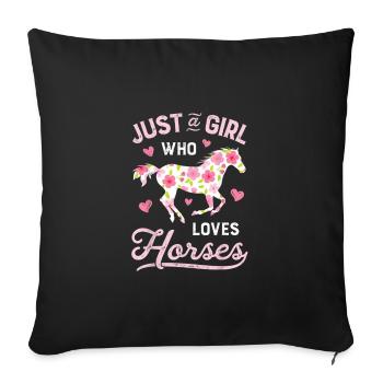 Juste une fille qui aime les chevaux Cheval Femmes Cheval - Housse de coussin décorative 45 x 45 cm - noir - Devant