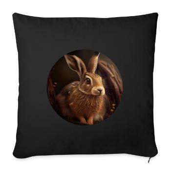 Hare seeks shelter - Sofa pillowcase 17,3'' x 17,3'' (45 x 45 cm) - black - Front