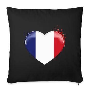 DRAPEAU DE LA FRANCE DRAPEAU COEUR FRANCE - Housse de coussin décorative 45 x 45 cm - noir - Devant