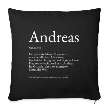 Andreas Wörterbuch Erklärung Vorname Andreas - Sofakissenbezug 45 x 45 cm - Schwarz - Vorne