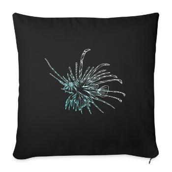Diver diving lionfish - Sofa pillowcase 17,3'' x 17,3'' (45 x 45 cm) - black - Front