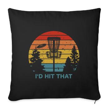 I’D Hit That Rétro Disc Golf Discgolfer Frisbee - Housse de coussin décorative 45 x 45 cm - noir - Devant