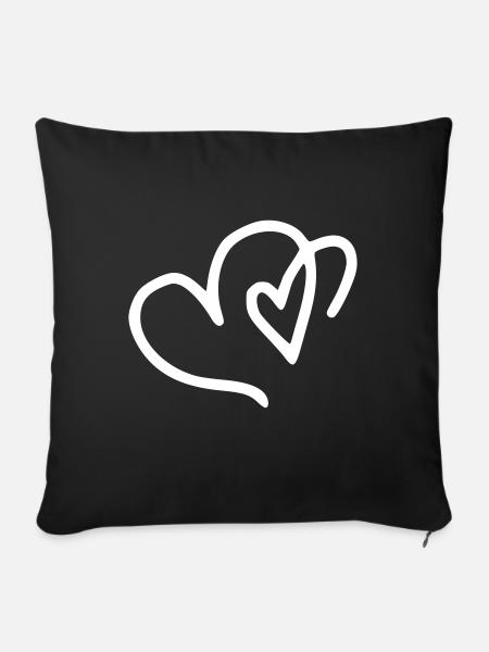 Herz Emoji Skizze - Sofakissenbezug 45 x 45 cm - Schwarz