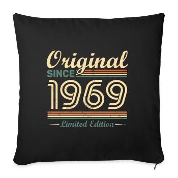 Original 1969 Vintage cadeau d'Anniversaire Rétro - Housse de coussin décorative 45 x 45 cm - noir - Devant