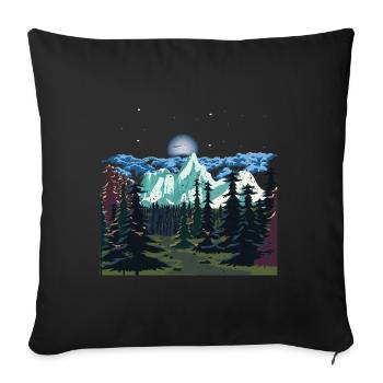 Mountains Forest Trees Gift Full Moon Nature - Sofa pillowcase 17,3'' x 17,3'' (45 x 45 cm) - black - Front