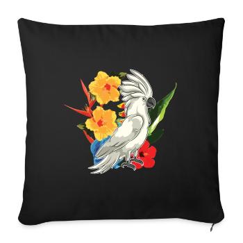 Blumen Vogelliebhaber Papagei Geschenk Kakadu - Sofakissenbezug 45 x 45 cm - Schwarz - Vorne