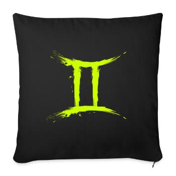 Sternzeichen Zwillinge Gelb Gemini Symbol - Sofakissenbezug 45 x 45 cm - Schwarz - Vorne