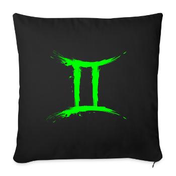 Sternzeichen Zwillinge Gemini Symbol Grün Hellgrün - Sofakissenbezug 45 x 45 cm - Schwarz - Vorne
