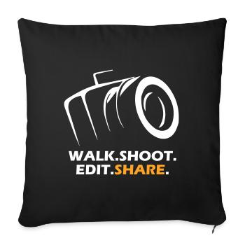 Walk Shoot Edit Share - Sofa pillowcase 17,3'' x 17,3'' (45 x 45 cm) - black - Front