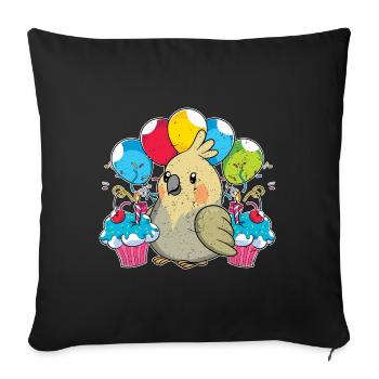 Bird Birthday Party Gift Cockatiel - Sofa pillowcase 17,3'' x 17,3'' (45 x 45 cm) - black - Front