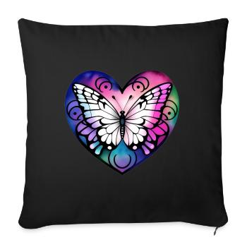 Butterfly in the heart - Sofa pillowcase 17,3'' x 17,3'' (45 x 45 cm) - black - Front