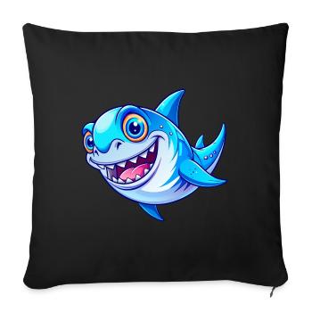 Requin mignon - Housse de coussin décorative 45 x 45 cm - noir - Devant