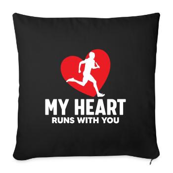 Pour la mère athlétisme, dont le cœur est avec - Housse de coussin décorative 45 x 45 cm - noir - Devant