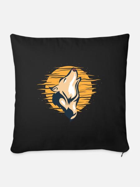 Heulender Wolf Mondlicht Wolf - Sofakissenbezug 45 x 45 cm - Schwarz