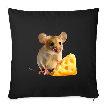 Souris au fromage - Housse de coussin décorative 45 x 45 cm - noir - Devant