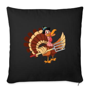 Animal Lover Autumn Gift Funny Turkey - Sofa pillowcase 17,3'' x 17,3'' (45 x 45 cm) - black - Front