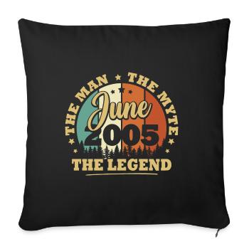 Juin 2005, 18 Ans Anniversaire Garçons et Filles - Housse de coussin décorative 45 x 45 cm - noir - Devant