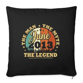 Juin 2013, 10 Ans Anniversaire garçons et filles - Housse de coussin décorative 45 x 45 cm - noir - Devant