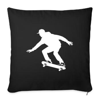 Skateboard Homme Silhouette Skateboard - Housse de coussin décorative 45 x 45 cm - noir - Devant