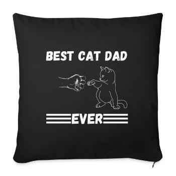 Cat dad amour de chat cadeau chat père chat Cat - Housse de coussin décorative 45 x 45 cm - noir - Devant