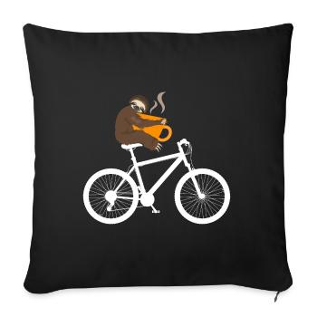 Lustig Fahrrad Faultier - Sofakissenbezug 45 x 45 cm - Schwarz - Vorne