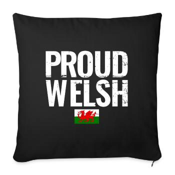 Proud Welsh Wales Walisische Flagge Waliser - Sofakissenbezug 45 x 45 cm - Schwarz - Vorne