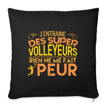 Volleyball coach Cadeau coach Volleyball volley - Housse de coussin décorative 45 x 45 cm - noir - Devant