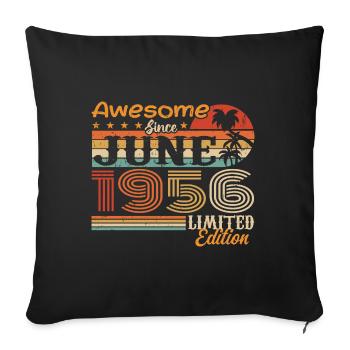 Juin 1956 Retro Vintage Juni 1956 anniversaire - Housse de coussin décorative 45 x 45 cm - noir - Devant