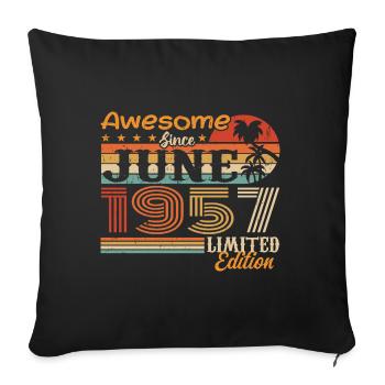 June 1957 Retro Vintage Juni 1957 birthday - Sofa pillowcase 17,3'' x 17,3'' (45 x 45 cm) - black - Front