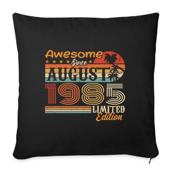 1985 Août Idée cadeau Août 1985 - Housse de coussin décorative 45 x 45 cm - noir - Devant