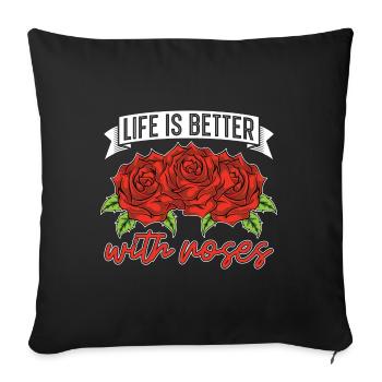 Botanique Fleurs Fleurs Cadeau Drôle Rose - Housse de coussin décorative 45 x 45 cm - noir - Devant