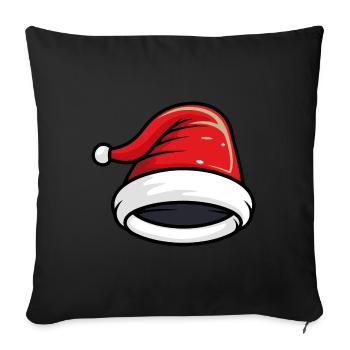 Bonnet de Noël chapeau de père Noël - Housse de coussin décorative 45 x 45 cm - noir - Devant