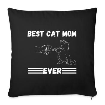 Cat mom cat love gift cat mom - Sofa pillowcase 17,3'' x 17,3'' (45 x 45 cm) - black - Front