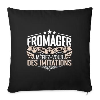Fromager le seul Fromager le vrai Fromager - Housse de coussin décorative 45 x 45 cm - noir - Devant