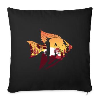 Forest Trees Fishing Gift Sunset Fish - Sofa pillowcase 17,3'' x 17,3'' (45 x 45 cm) - black - Front