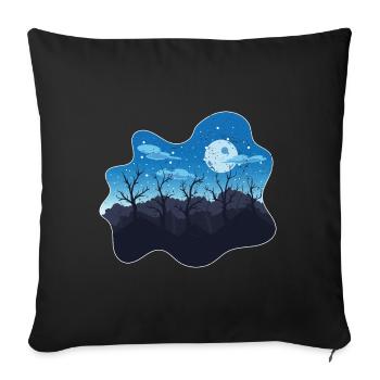 Paysage forestier Arbres Cadeau Pleine Lune Nature - Housse de coussin décorative 45 x 45 cm - noir - Devant