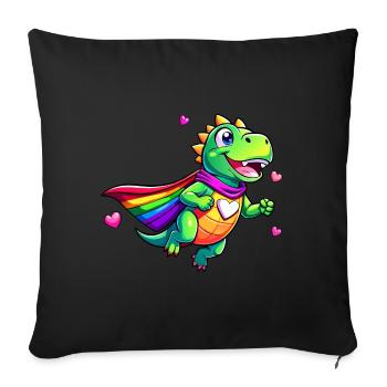 Dino super-héros - Housse de coussin décorative 45 x 45 cm - noir - Devant