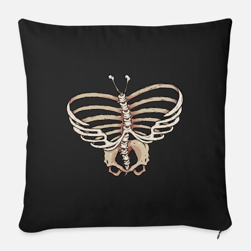 Schmetterling Skelett - Sofakissenbezug 45 x 45 cm - Schwarz