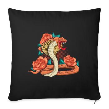 Predator Snake Vintage Roses Gift Cobra - Sofa pillowcase 17,3'' x 17,3'' (45 x 45 cm) - black - Front