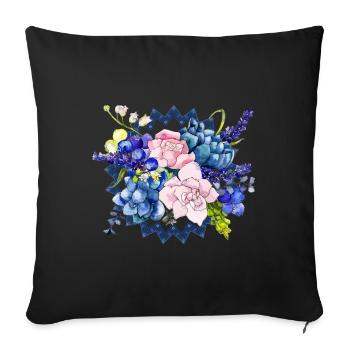 Blumen - Sofakissenbezug 45 x 45 cm - Schwarz - Vorne