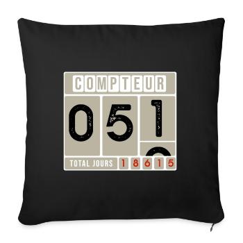 51 ANS AU COMPTEUR, anniversaire 51 ans - Housse de coussin décorative 45 x 45 cm - noir - Devant