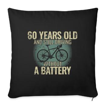 60 ans et toujours sans batterie - Housse de coussin décorative 45 x 45 cm - noir - Devant