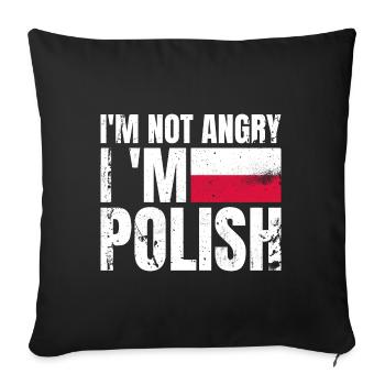 Je ne suis pas en colère Je suis polonais Pologne Drapeau polonais - Housse de coussin décorative 45 x 45 cm - noir - Devant