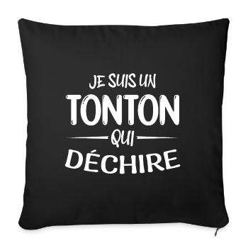 je suis un tonton qui dechire humour tonton drole - Housse de coussin décorative 45 x 45 cm - noir - Devant