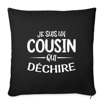 cousin qui déchire cadeau cousin - Housse de coussin décorative 45 x 45 cm - noir - Devant