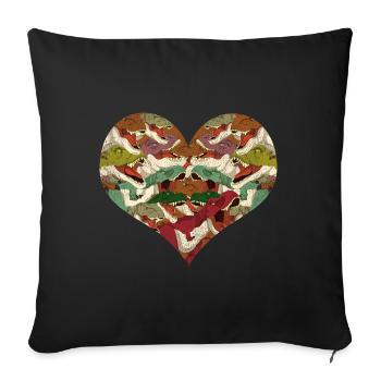 Dinosaure Tyrannosaure Rex Coeur Cadeau Dino - Housse de coussin décorative 45 x 45 cm - noir - Devant